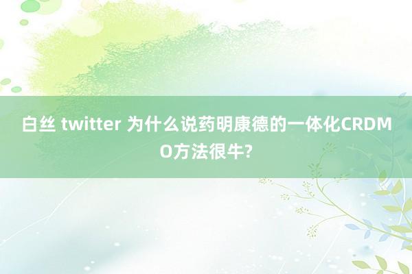 白丝 twitter 为什么说药明康德的一体化CRDMO方法很牛?