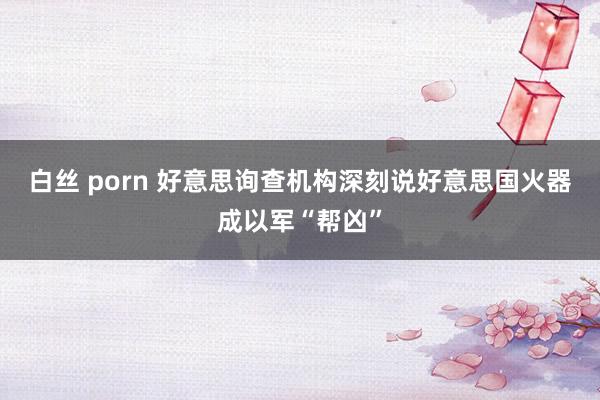 白丝 porn 好意思询查机构深刻说好意思国火器成以军“帮凶”